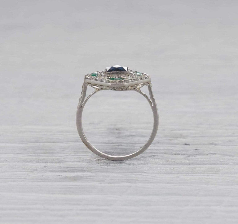 Art Deco Sapphire and Emerald Ring