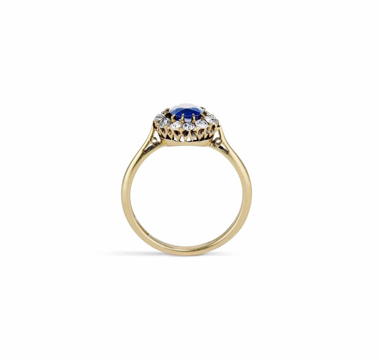 Art Deco Sapphire & Diamond Gold Cluster