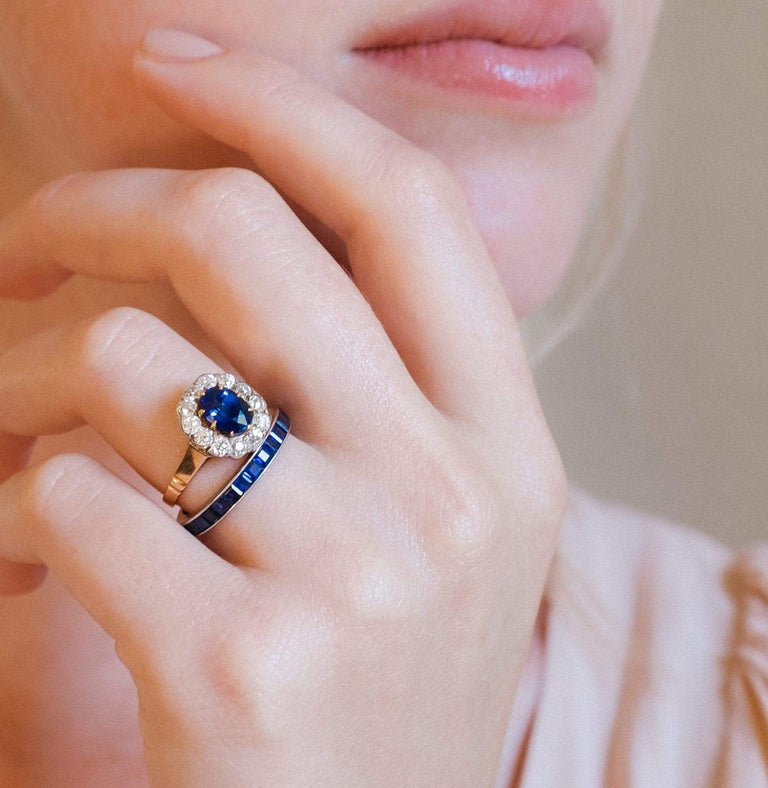 Art Deco Sapphire Eternity Band