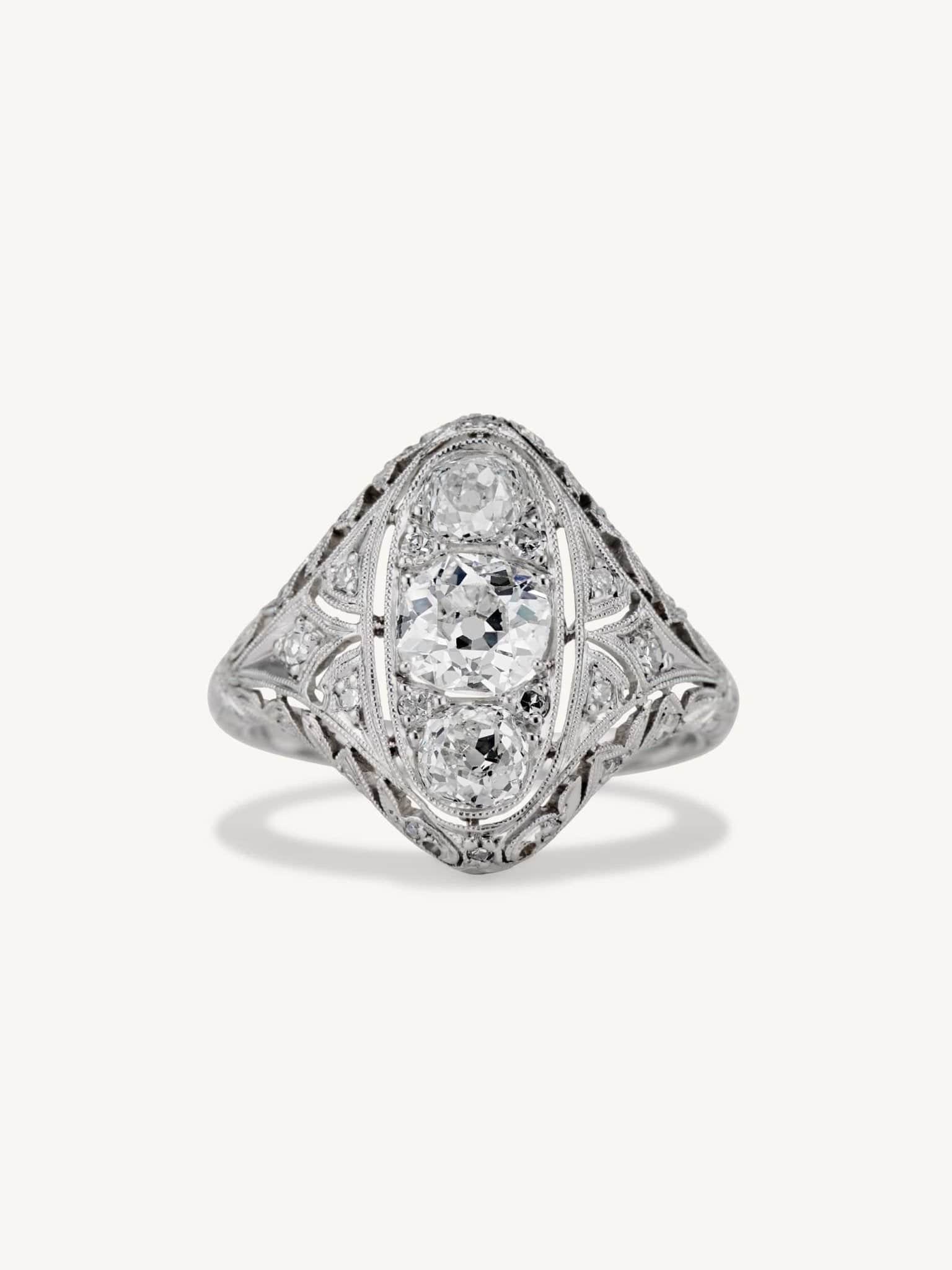 Art Deco Three Stone Ring – Erstwhile
