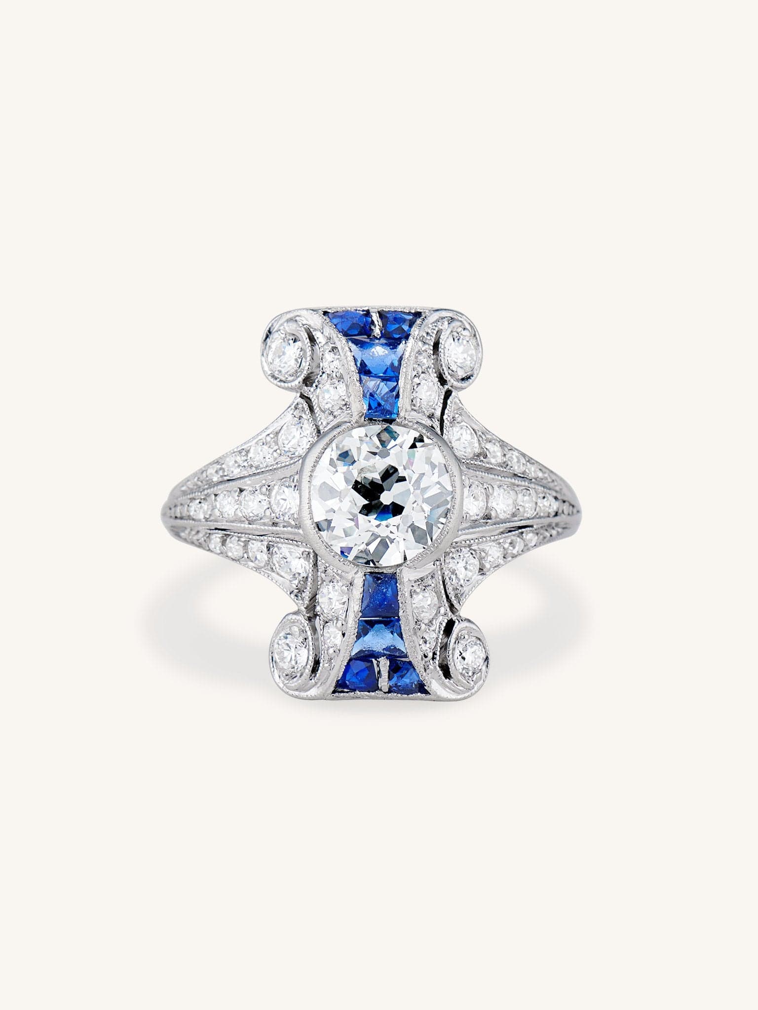 Art Deco Tiffany & Co. 1.20 Old European Cut Diamond & Sapphire