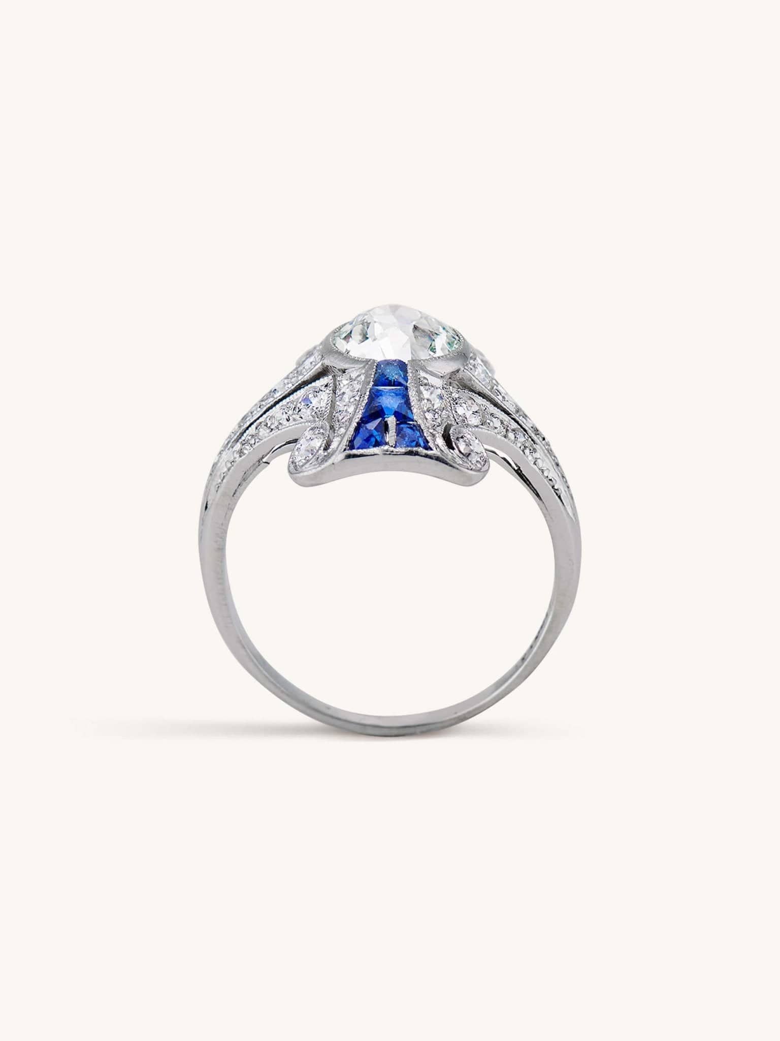 Art Deco Tiffany & Co. 1.20 Old European Cut Diamond & Sapphire