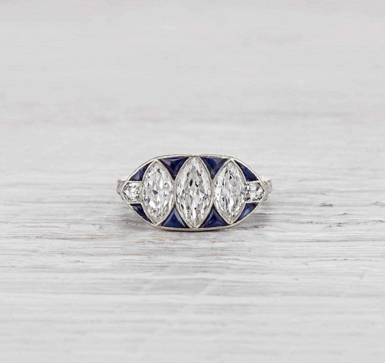 Art Deco Tiffany & Co. Three Stone Marquis Ring