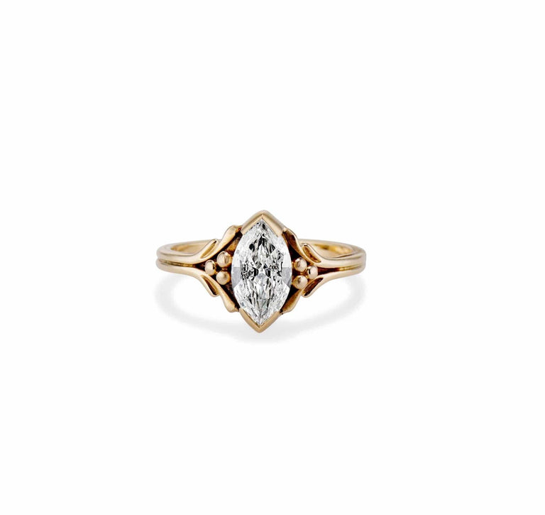 Art Nouveau 1.01 Carat Marquise-Cut Diamond Solitaire Engagement Ring