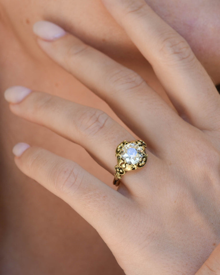 Art Nouveau 1.87 Carat Old European Cut Diamond Ring