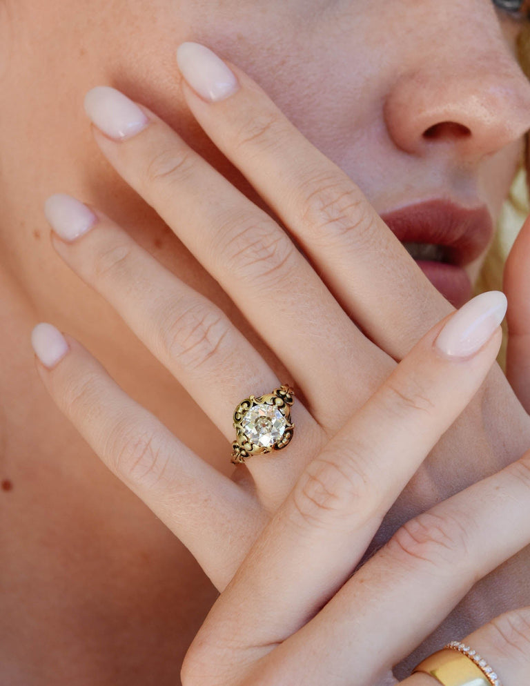 Art Nouveau 1.87 Carat Old European Cut Diamond Ring