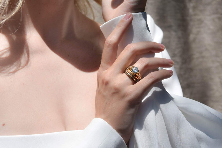 Art Nouveau 2.08 Carat Old European Cut Diamond Gold Engagement Ring