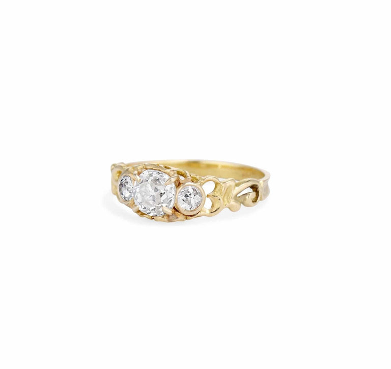 Art Nouveau .70 Carat Old Mine Cushion Cut Diamond Ring