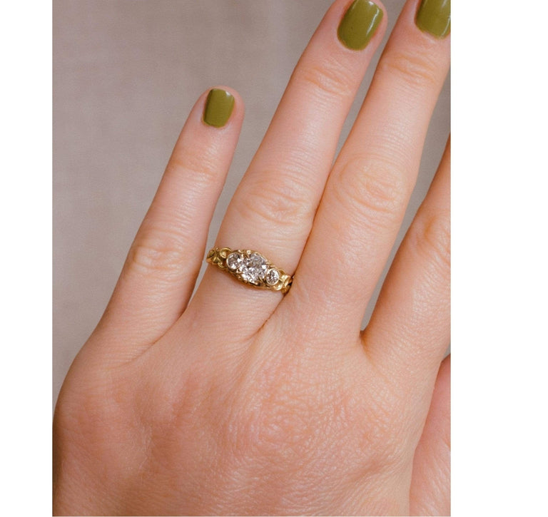 Art Nouveau .70 Carat Old Mine Cushion Cut Diamond Ring