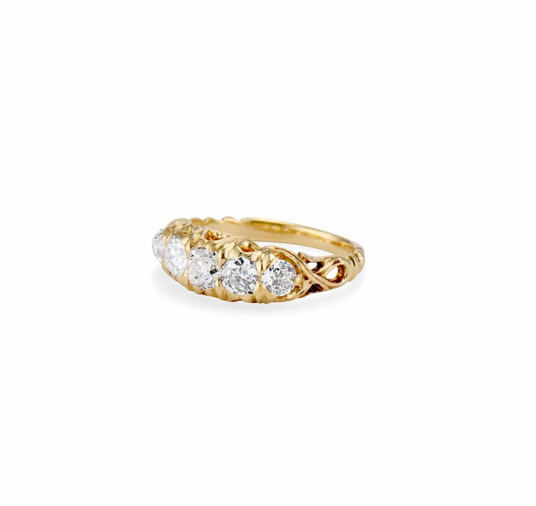 Art Nouveau Five-Stone Diamond & Gold Ring