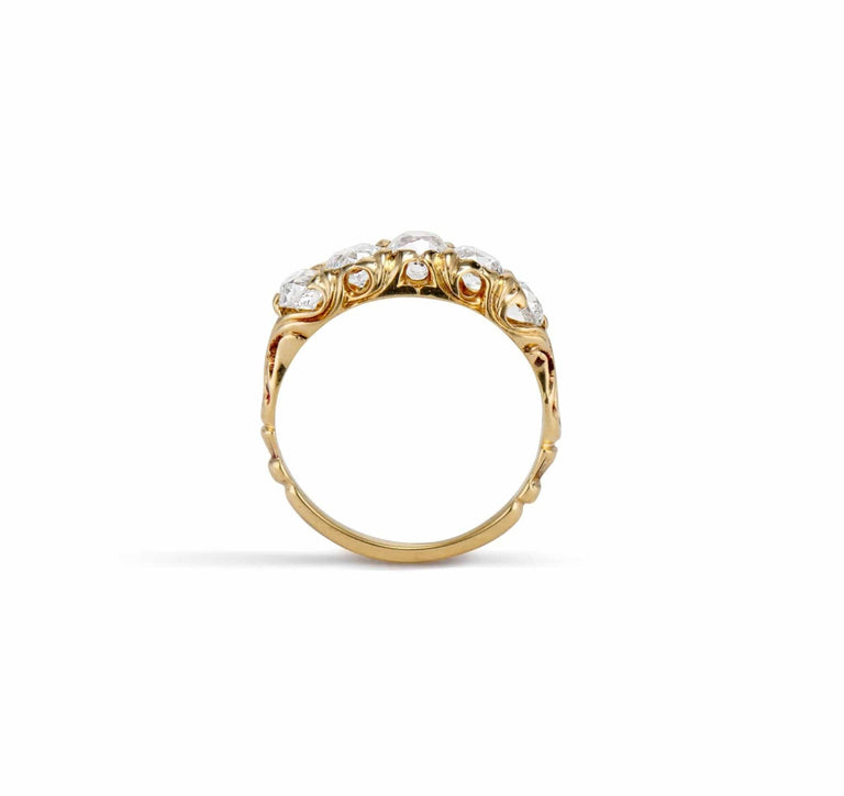 Art Nouveau Five-Stone Diamond & Gold Ring