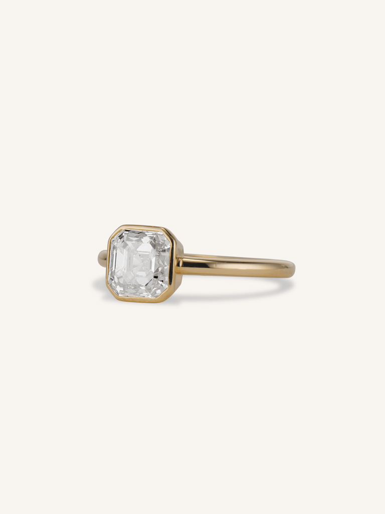 Classic Asscher Cut Diamond Bezel Solitaire 2.01