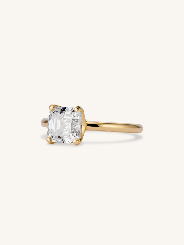 Classic Asscher Cut Diamond Four Prong Solitaire 2.01