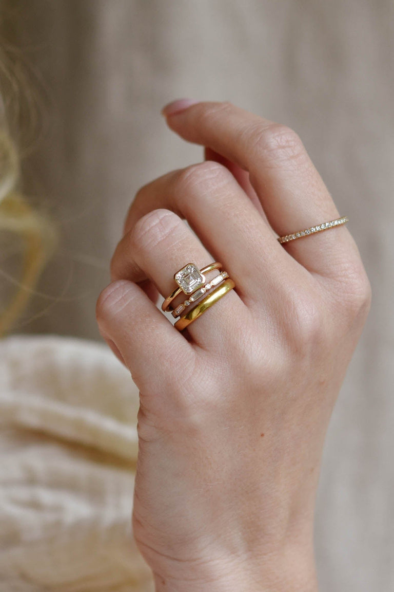 Classic Asscher Cut Diamond Bezel Solitaire 1.20