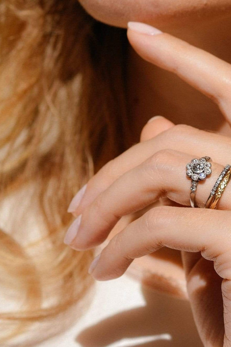 Belle Époque .40 Carat Old European Cluster Diamond Engagement Ring, France