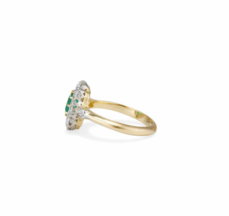 Belle Époque .70 Emerald and Diamond Cluster Engagement Ring, France