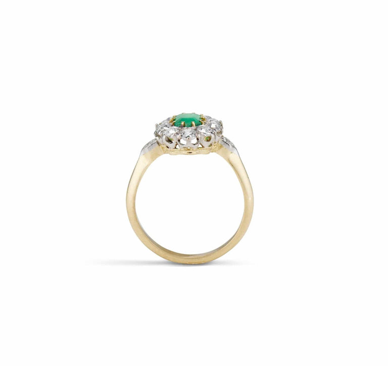 Belle Époque .70 Emerald and Diamond Cluster Engagement Ring, France