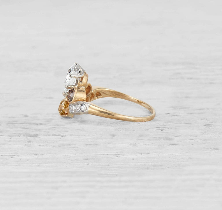 Belle Epoque Antique Tiara Pear-Shaped Diamond Ring