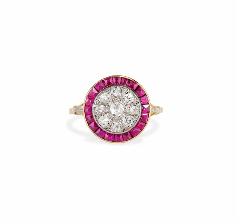 Belle Époque Diamond and Ruby Target Engagement Ring, France