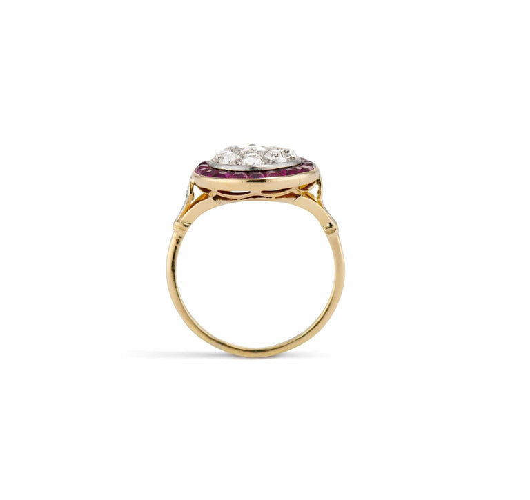 Belle Époque Diamond and Ruby Target Engagement Ring, France