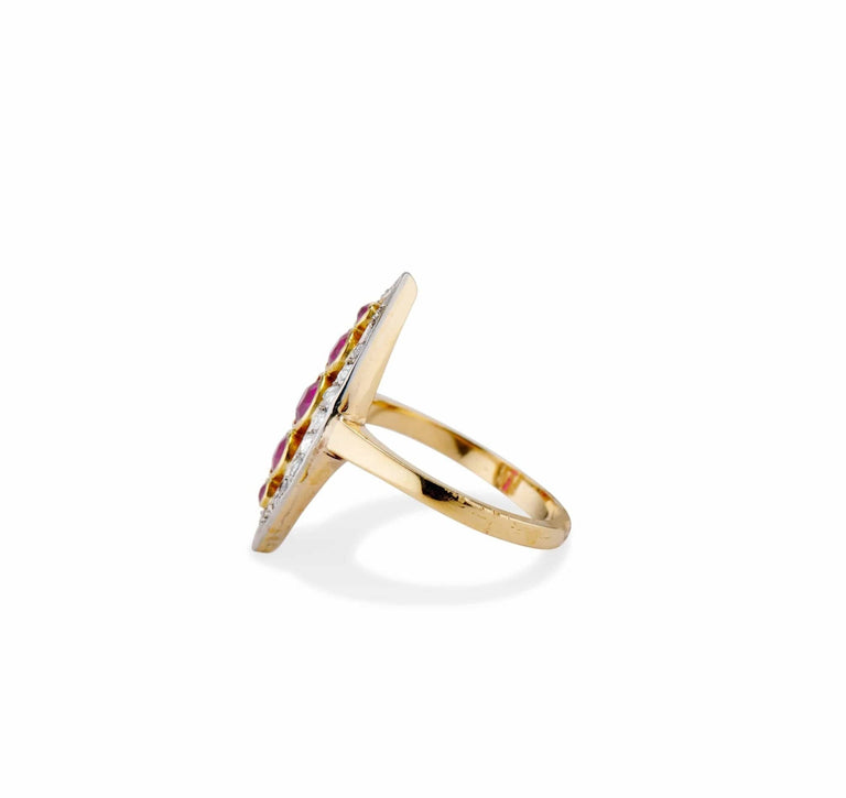 Belle Époque Ruby and Diamond Navette Ring, France