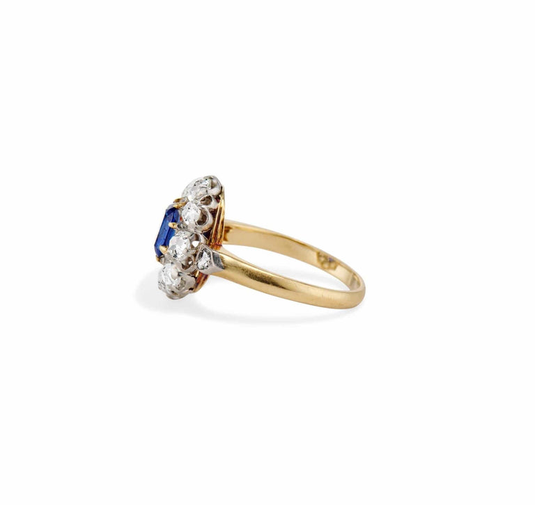 Belle Époque Sapphire and Diamond Cluster Ring