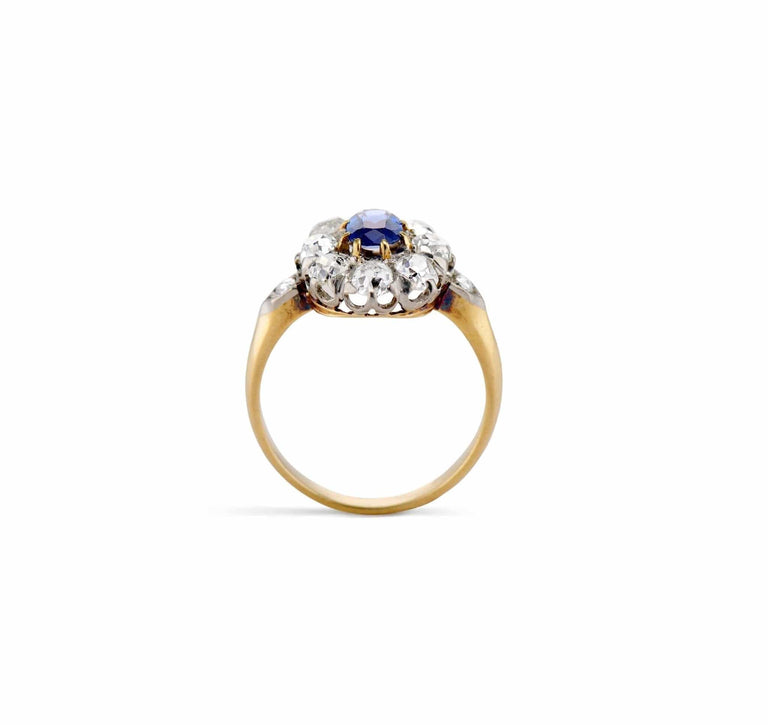 Belle Époque Sapphire and Diamond Cluster Ring