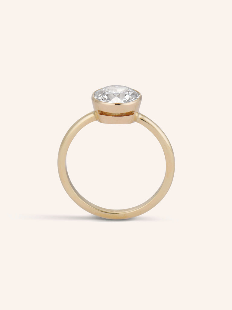 1.79Ct Old European Cut Diamond Bezel Solitaire 18K Gold Engagement Ring