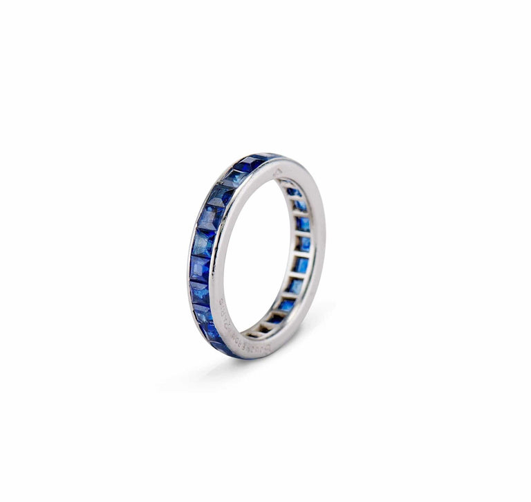 Boucheron Art Deco 1.70 Carat Carr√©-Cut Sapphire Eternity Wedding Band, France (5672)