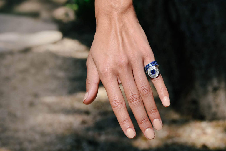 Boucheron Art Deco 1.70 Carat Carr√©-Cut Sapphire Eternity Wedding Band, France (5672)