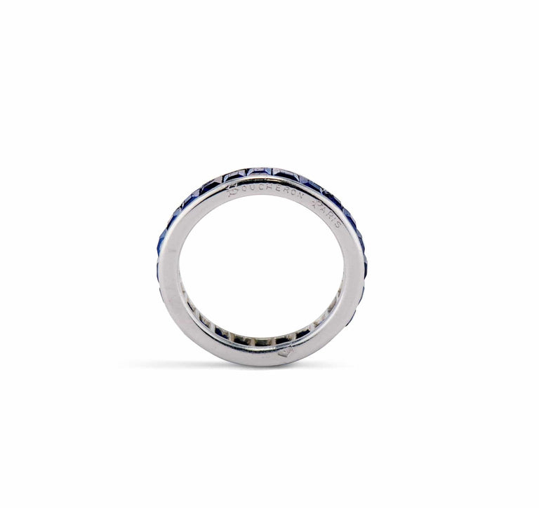Boucheron Art Deco 1.70 Carat Carr√©-Cut Sapphire Eternity Wedding Band, France (5672)