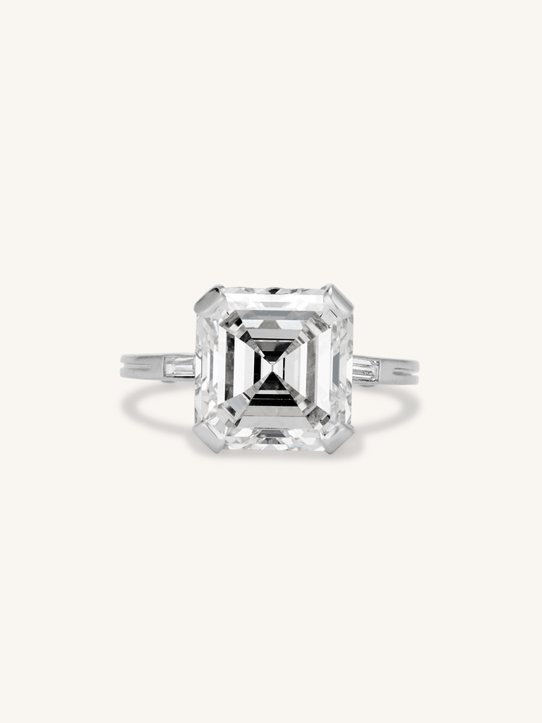 Boucheron Art Deco 5.96 Carat Asscher Cut Diamond Ring