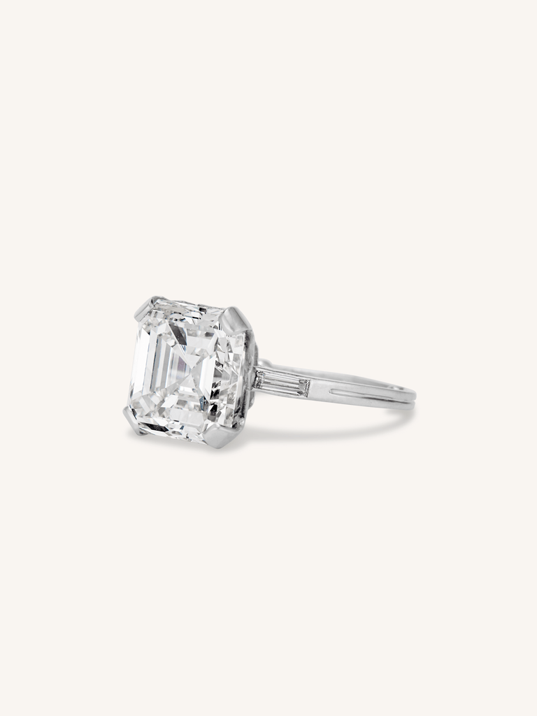 Boucheron Art Deco 5.96 Carat Asscher Cut Diamond Ring