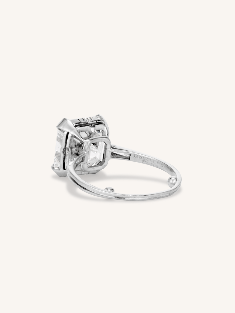 Boucheron Art Deco 5.96 Carat Asscher Cut Diamond Ring