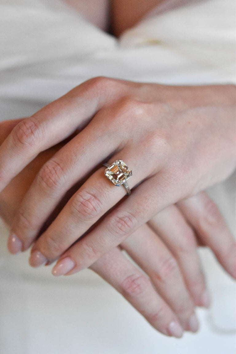 Boucheron Art Deco 5.96 Carat Asscher Cut Diamond Vintage Engagement Ring