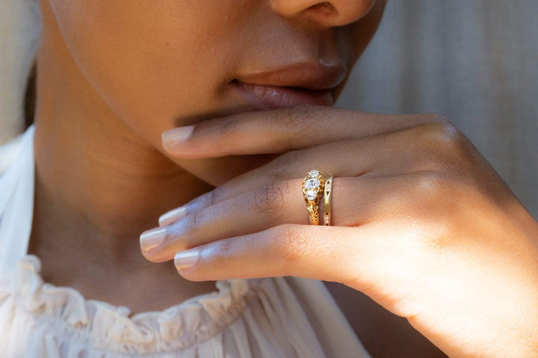 British Victorian Three Stone Diamond Engagement Ring