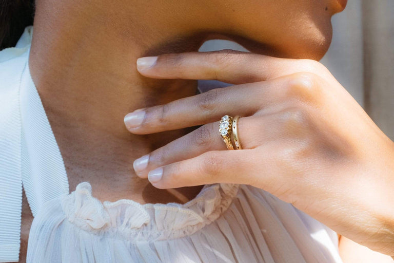 British Victorian Three Stone Diamond Engagement Ring