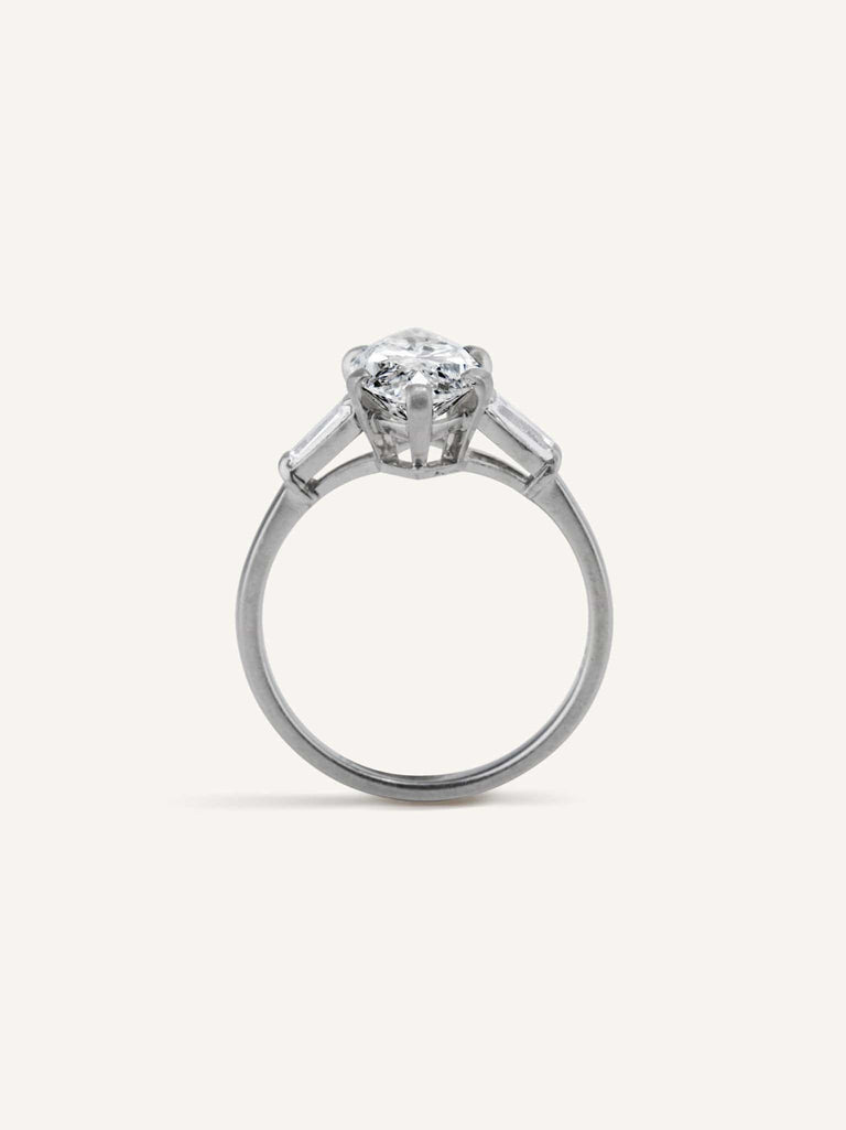 Midcentury 3.03 Carat Marquise Diamond Engagement Ring