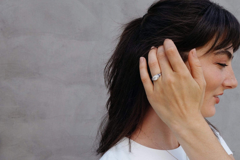 C. D. Peacock Art Deco 1.37 Carat Diamond & Sapphire Ring