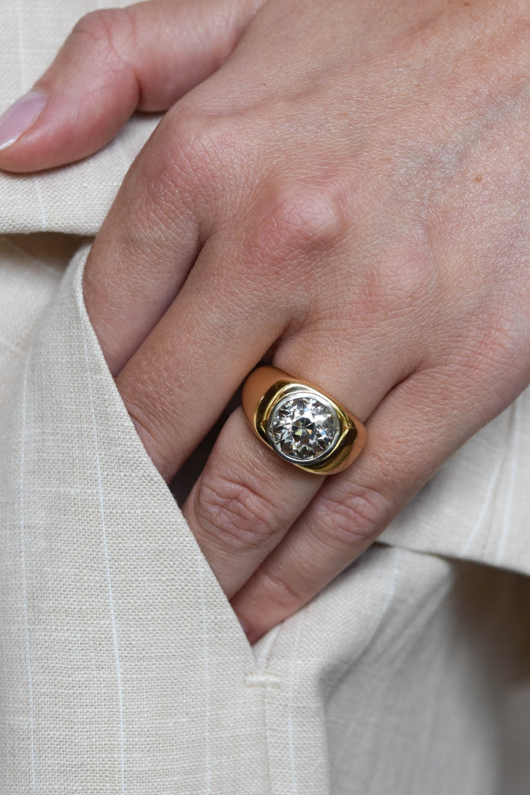 Cartier 4.76 Old European Cut Diamond Bombé Bezel Set Ring