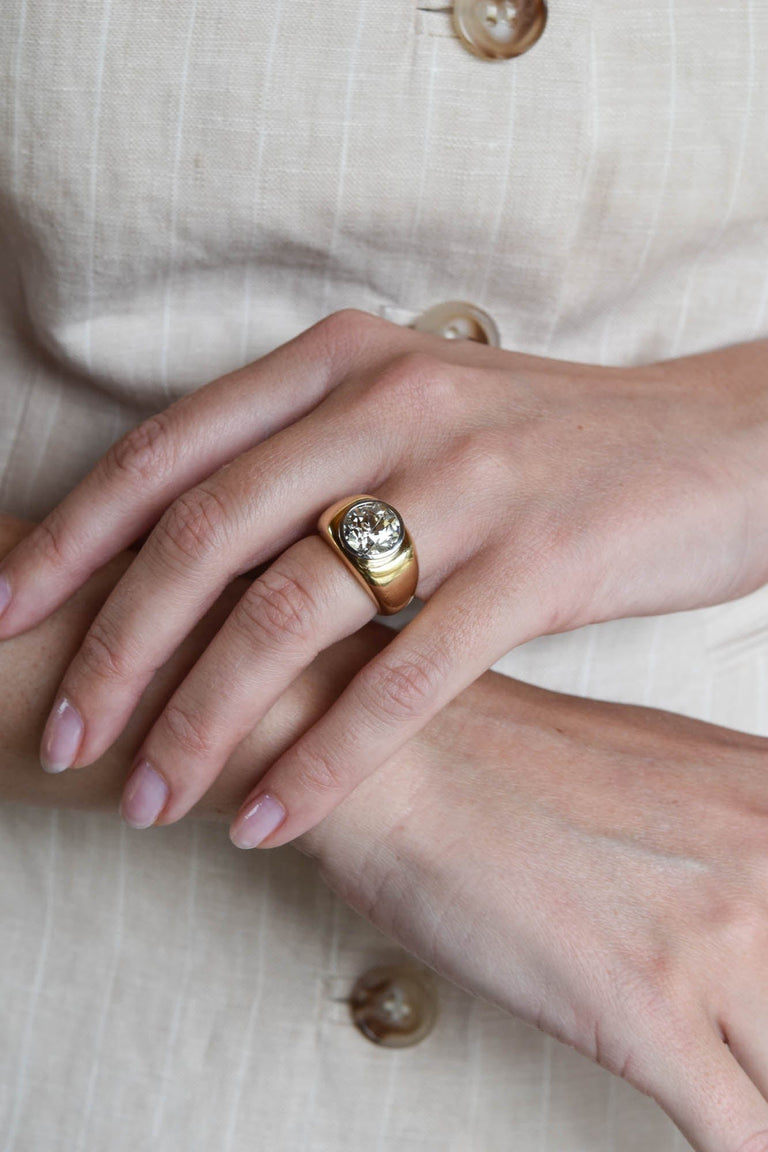 Cartier 4.76 Old European Cut Diamond Bombé Bezel Set Ring