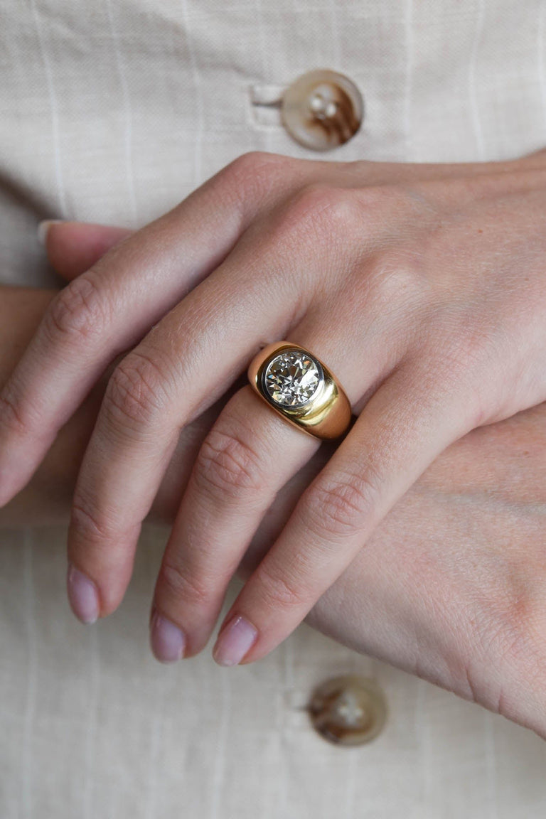 Cartier 4.76 Old European Cut Diamond Bombé Bezel Set Ring