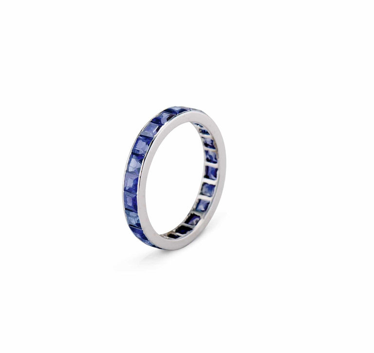 Cartier Art Deco Carré-Cut Sapphire and Platinum Band