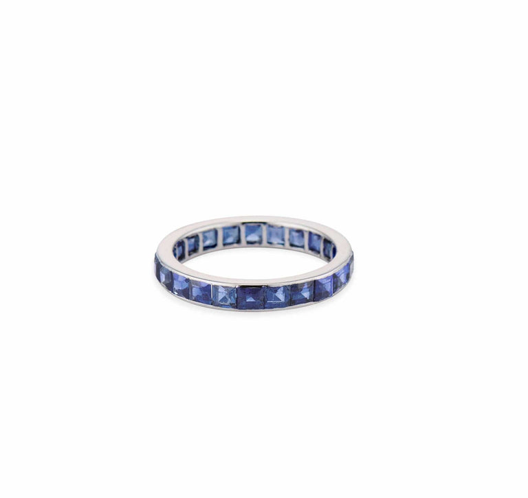 Cartier Art Deco Carré-Cut Sapphire and Platinum Band
