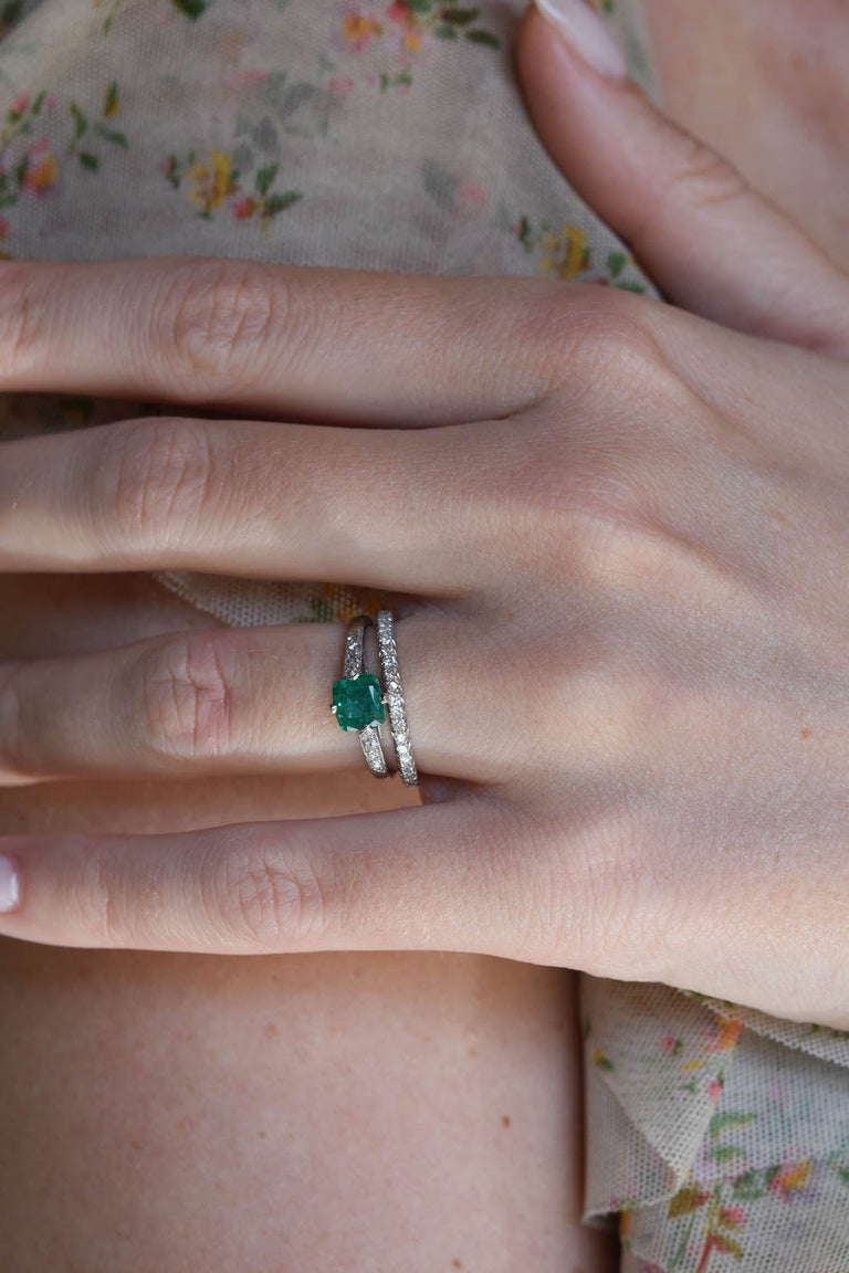 Cartier Art Deco Emerald Cut Emerald Vintage Engagement Ring