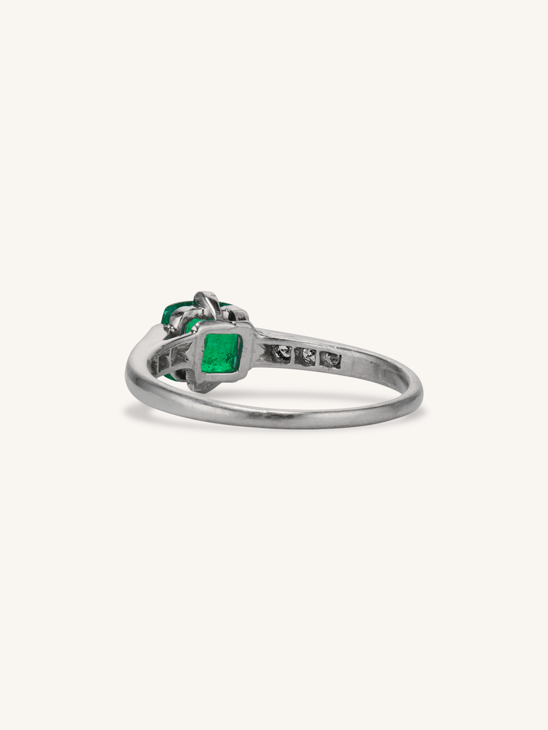 Cartier Art Deco Emerald Cut Emerald Vintage Engagement Ring