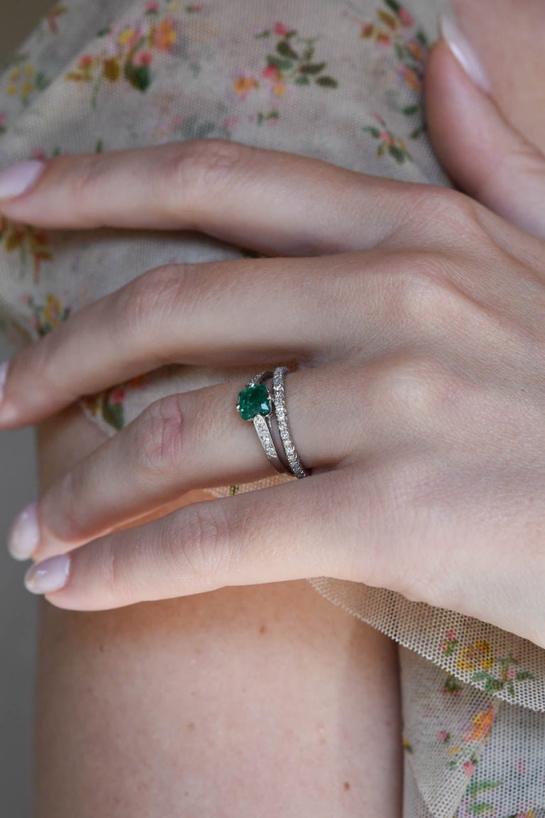 Cartier Art Deco Emerald Cut Emerald Vintage Engagement Ring