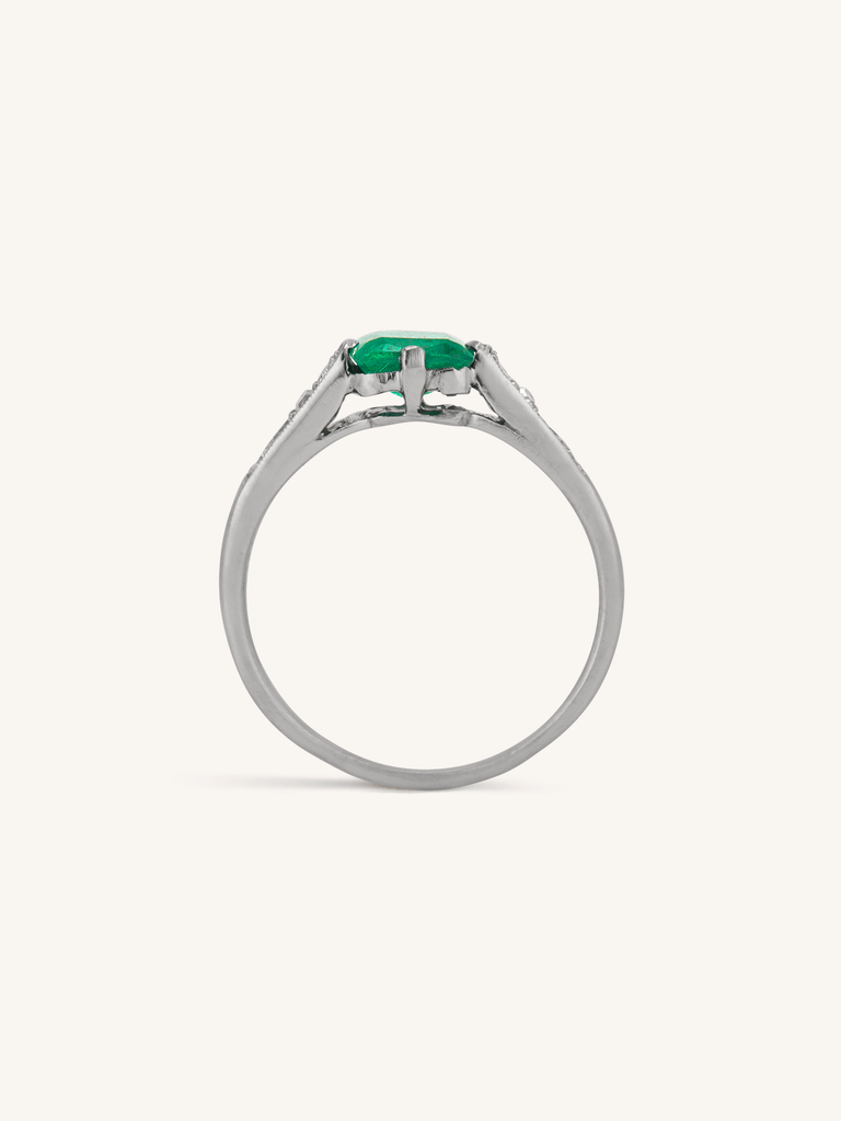 Cartier Art Deco Emerald Cut Emerald Vintage Engagement Ring