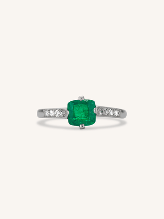 Cartier Art Deco Emerald Cut Emerald Vintage Engagement Ring Erstwhile Jewelry