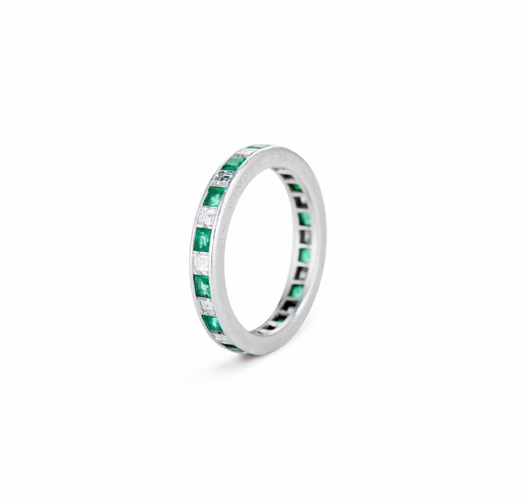 Cartier Mid Century Emerald & Diamond Platinum Eternity Band